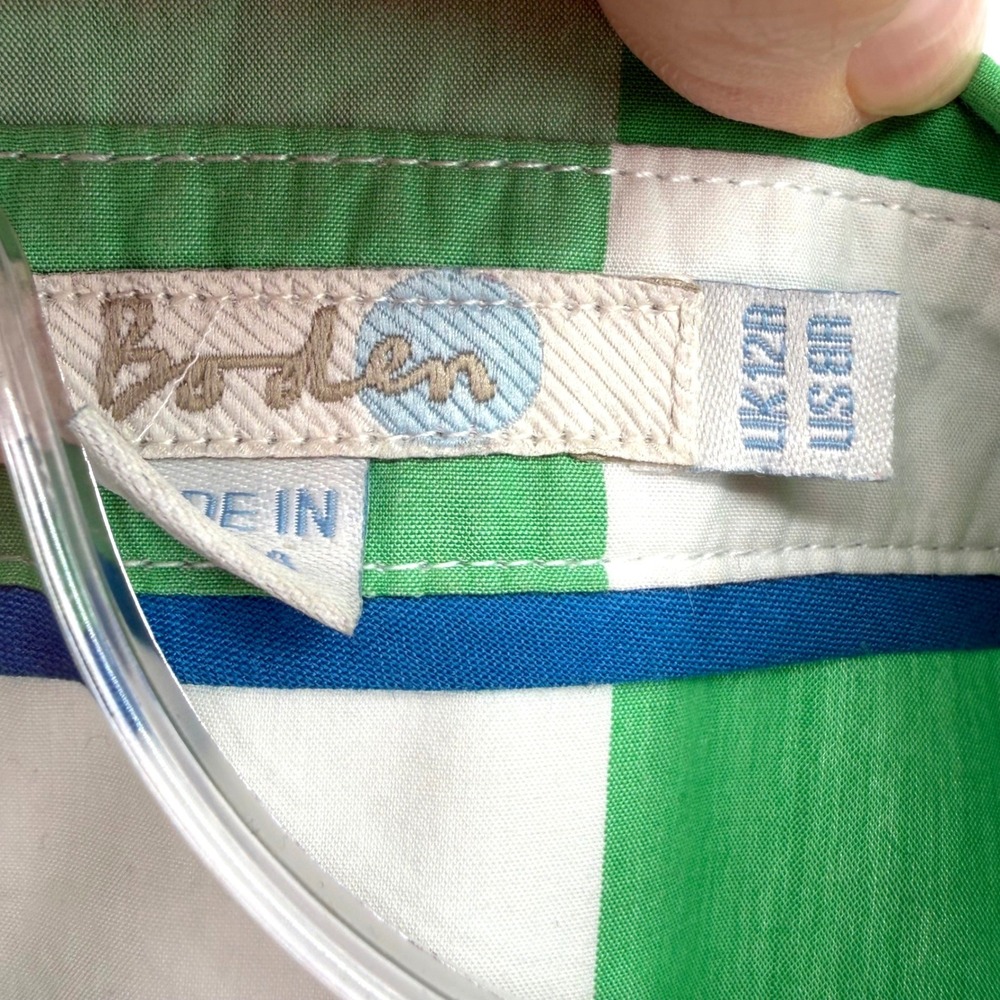 Boden Shirt Dress Womens 8 Green Gingham Pintuck Pleated Belted Cotton Preppy - Picture 5 of 11